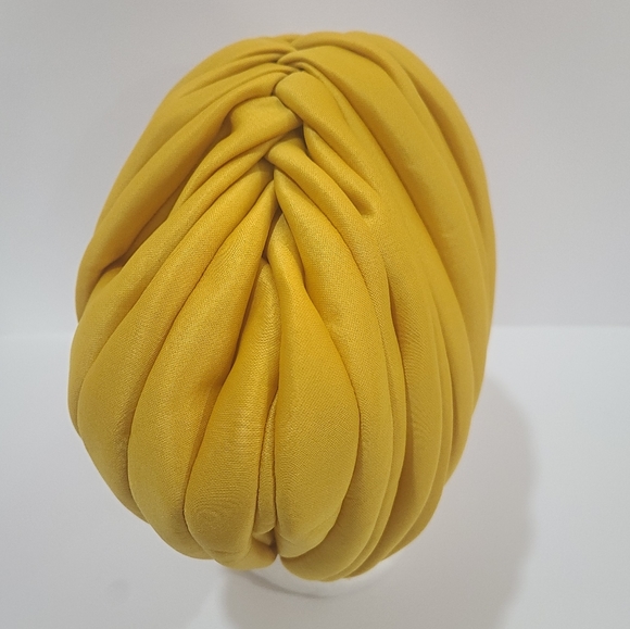 Handmade Pre-styled African Head Wrap, Yellow - Picture 6 of 12